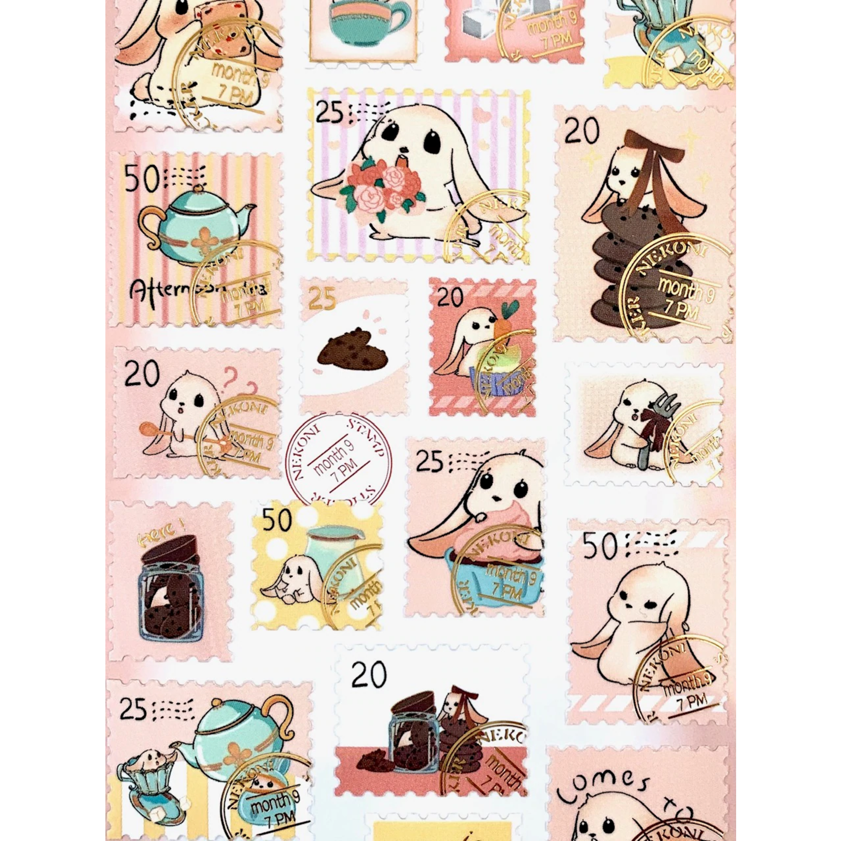 Nekoni Rabbit Stamp Stickers - 50643