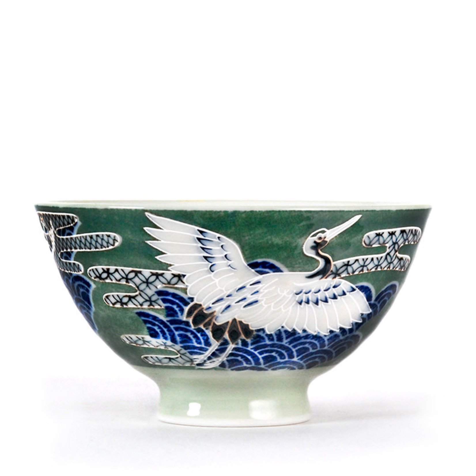 Bowl - Crane (Green) Rice Bowl - RT54-8