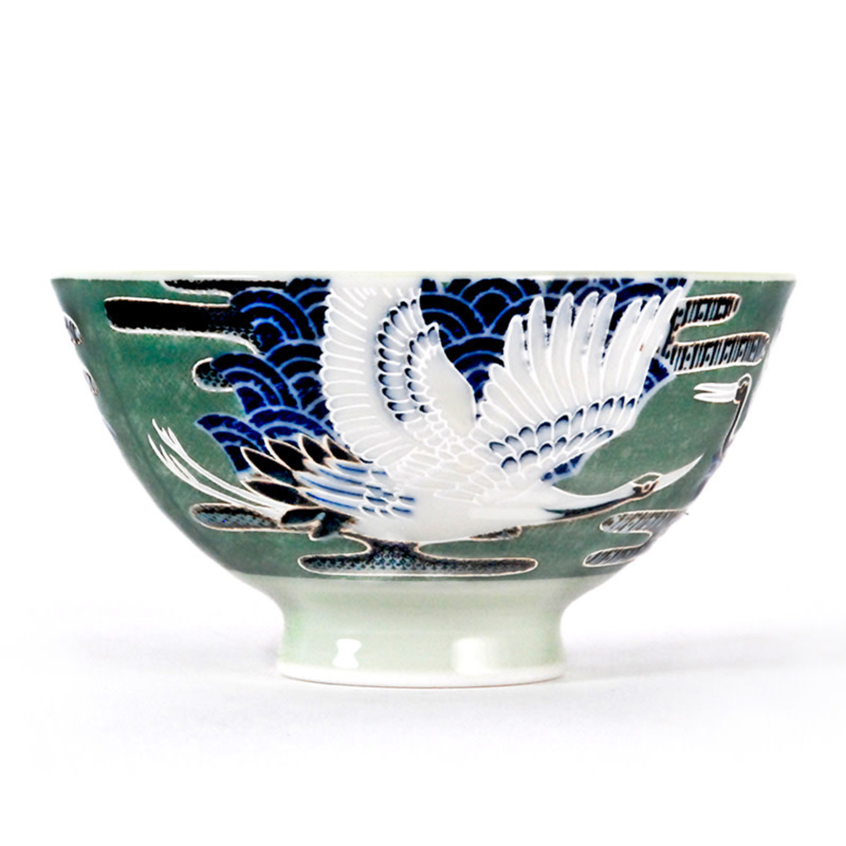 Bowl - Crane (Green) Rice Bowl - RT54-8