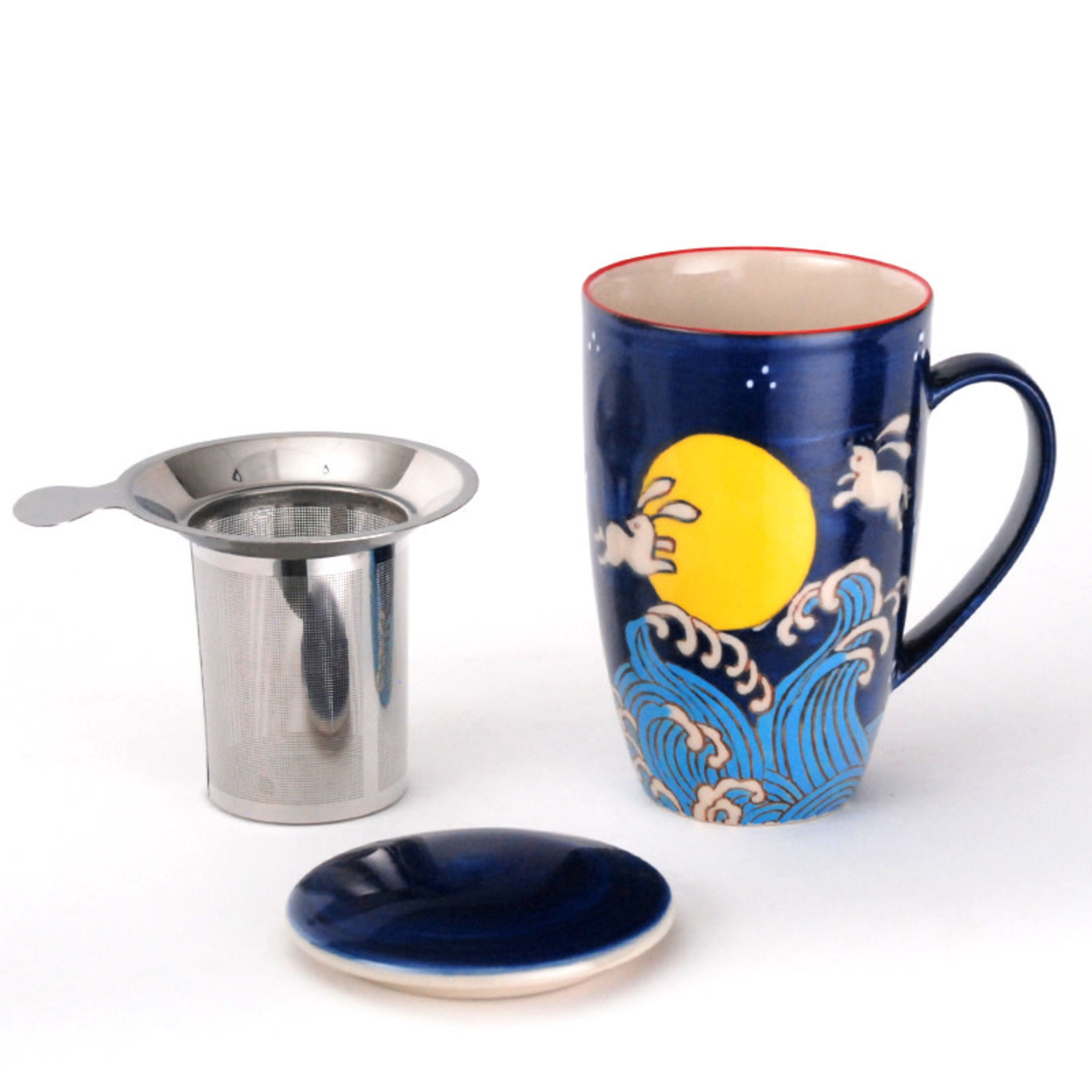 Mug - w/Lid & Strainer 15oz - Moon Rabbit SM13-3355