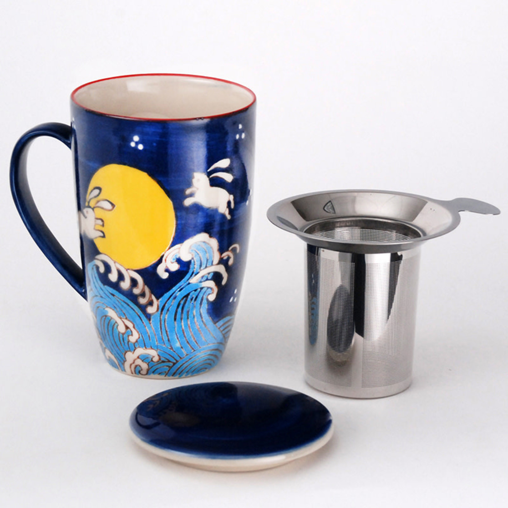 Mug - w/Lid & Strainer 15oz - Moon Rabbit SM13-3355