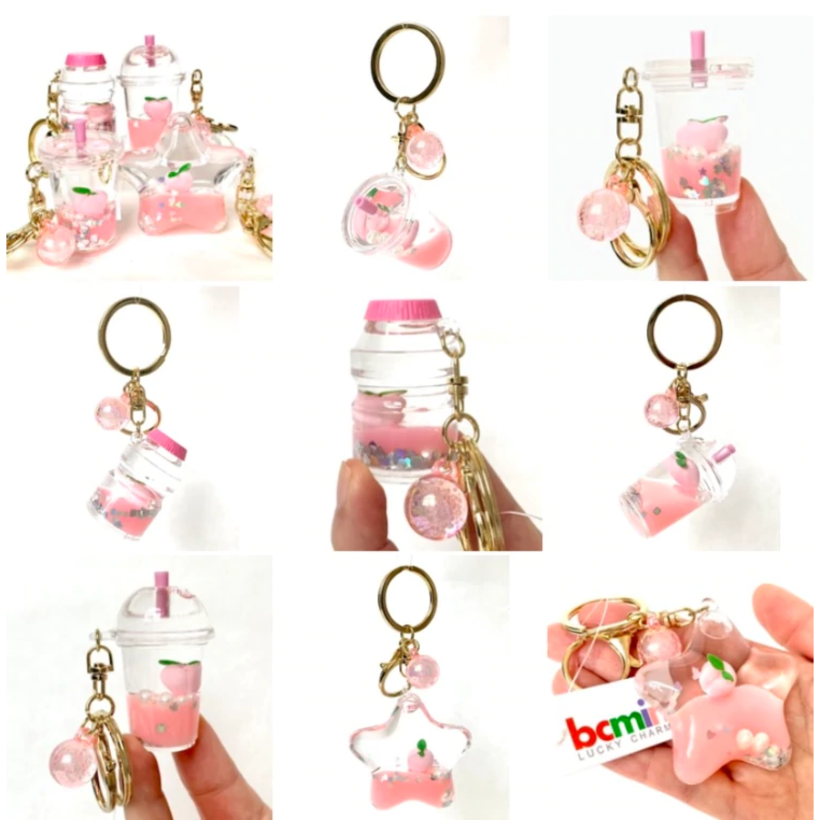 BCMINI Pink Pearl Boba Floaty  Charm Keyring - 12075