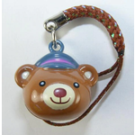 Brass Bell Charm w/strap - Bear Face - 70568