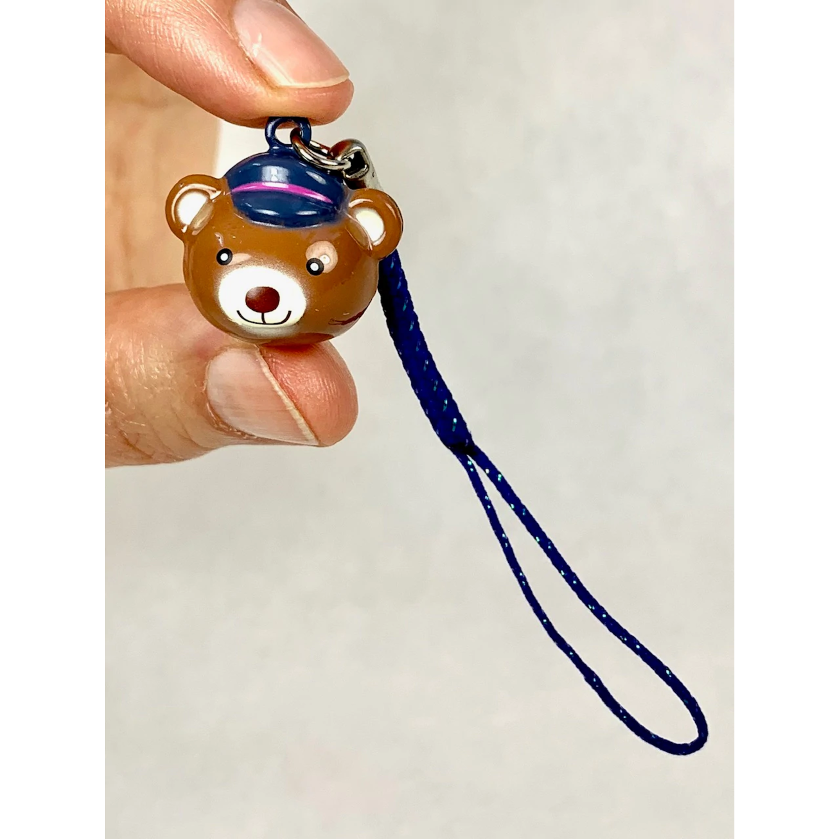 Brass Bell Charm w/strap - Bear Face - 70568