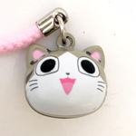 Brass Bell Charm w/strap - Gray Cat - 70546