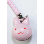 Brass Bell Charm w/strap - Pink Rabbit - 70632