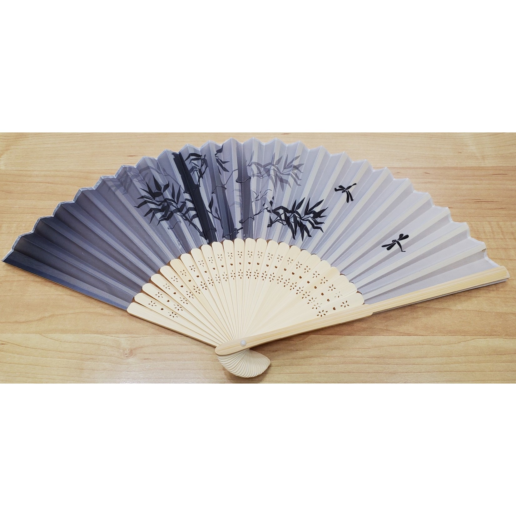 FAN 9" Poly Black Bamboo Butterfly #4