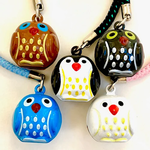 Brass Bell Charm w/strap -  Owl in Color - 70673