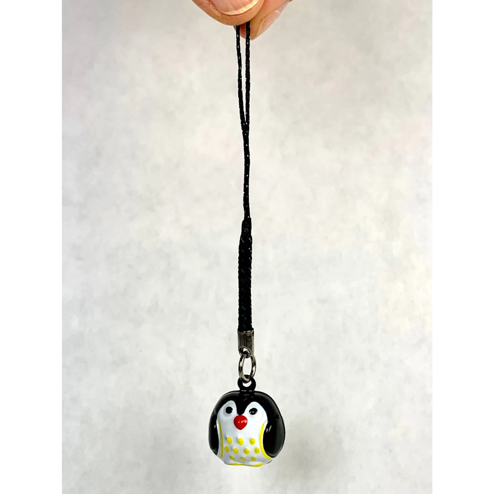 Brass Bell Charm w/strap -  Owl in Color - 70673