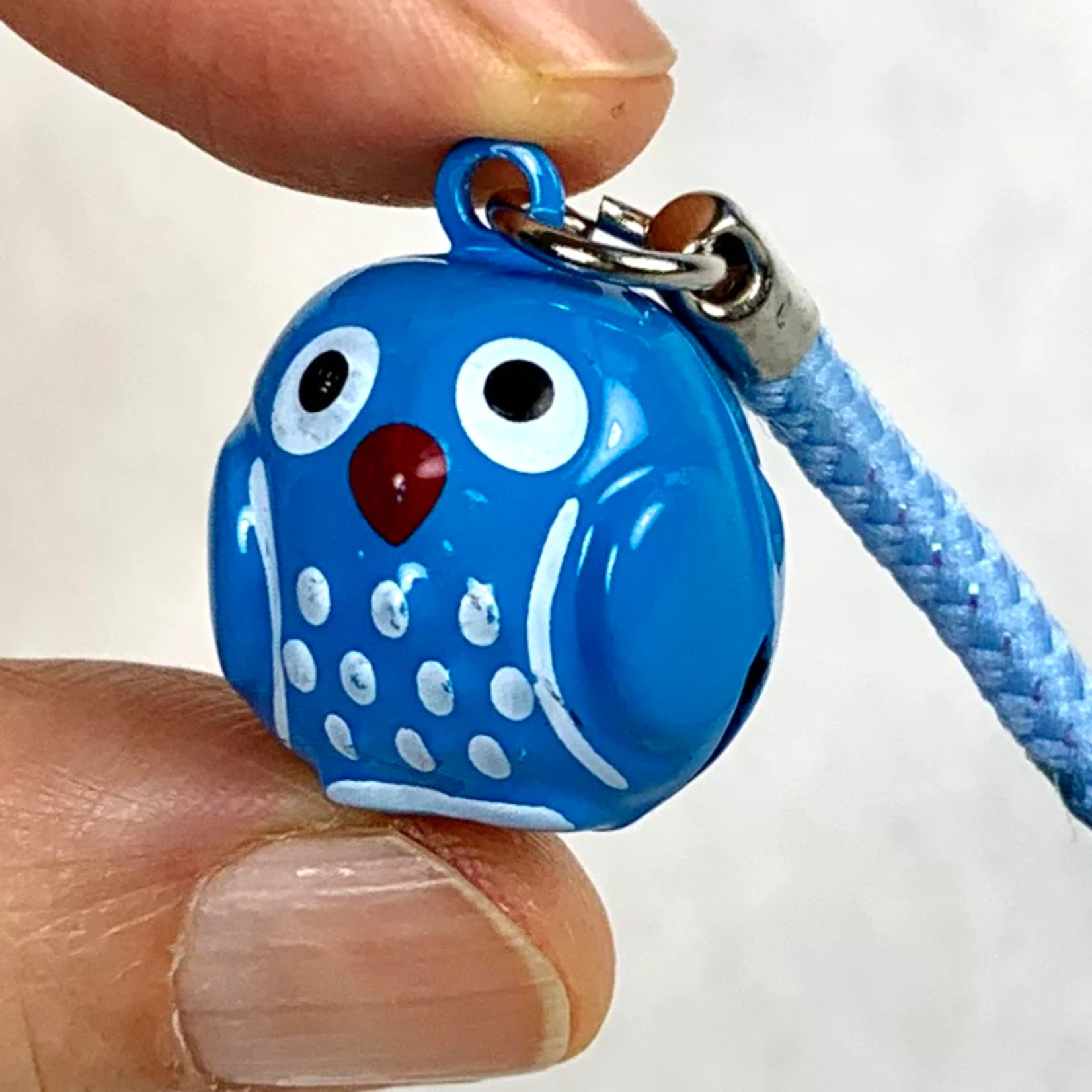 Brass Bell Charm w/strap -  Owl in Color - 70673