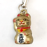 Brass Bell Charm w/strap -  Bronze Lucky Cat - 70608