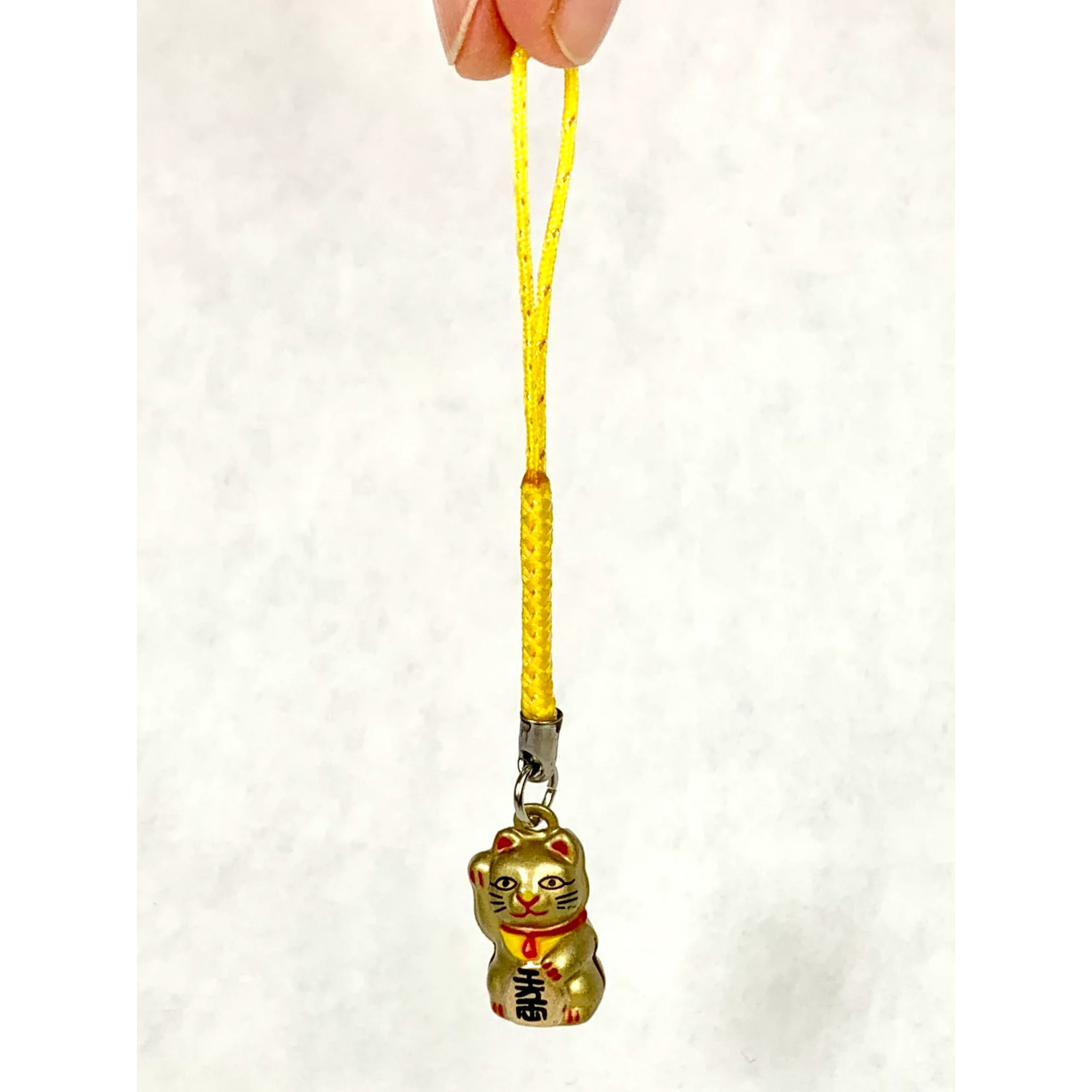 Brass Bell Charm w/strap -  Bronze Lucky Cat - 70608