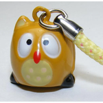 Brass Bell Charm w/strap - Light  Brown Owl - 70629