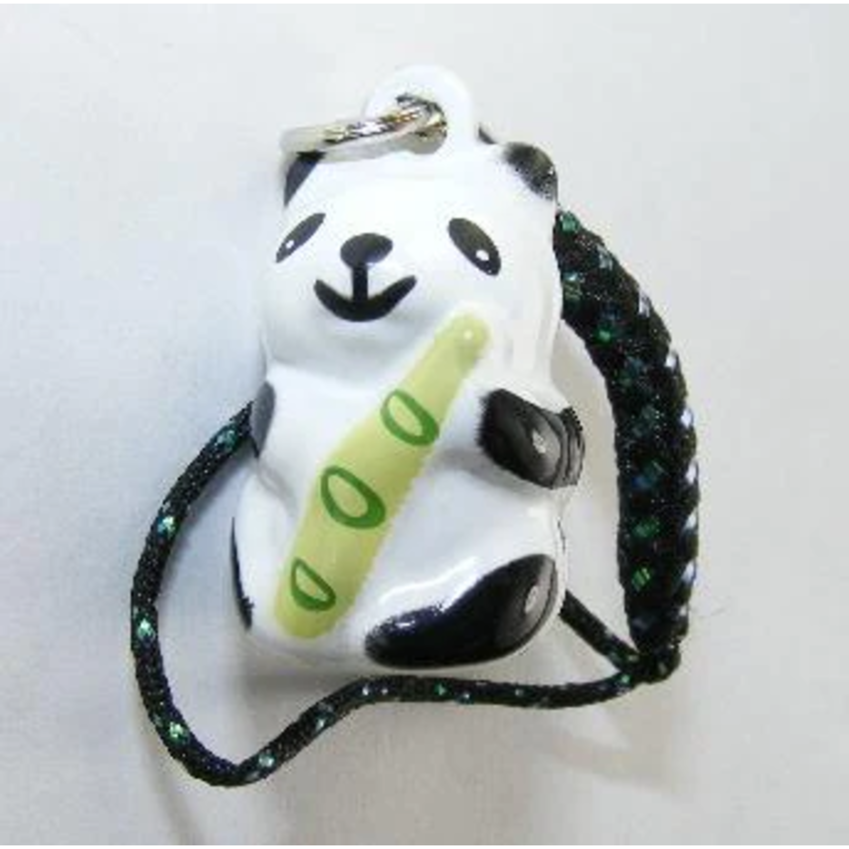 Brass Bell Charm w/strap - Panda w/Bamboo - 70556