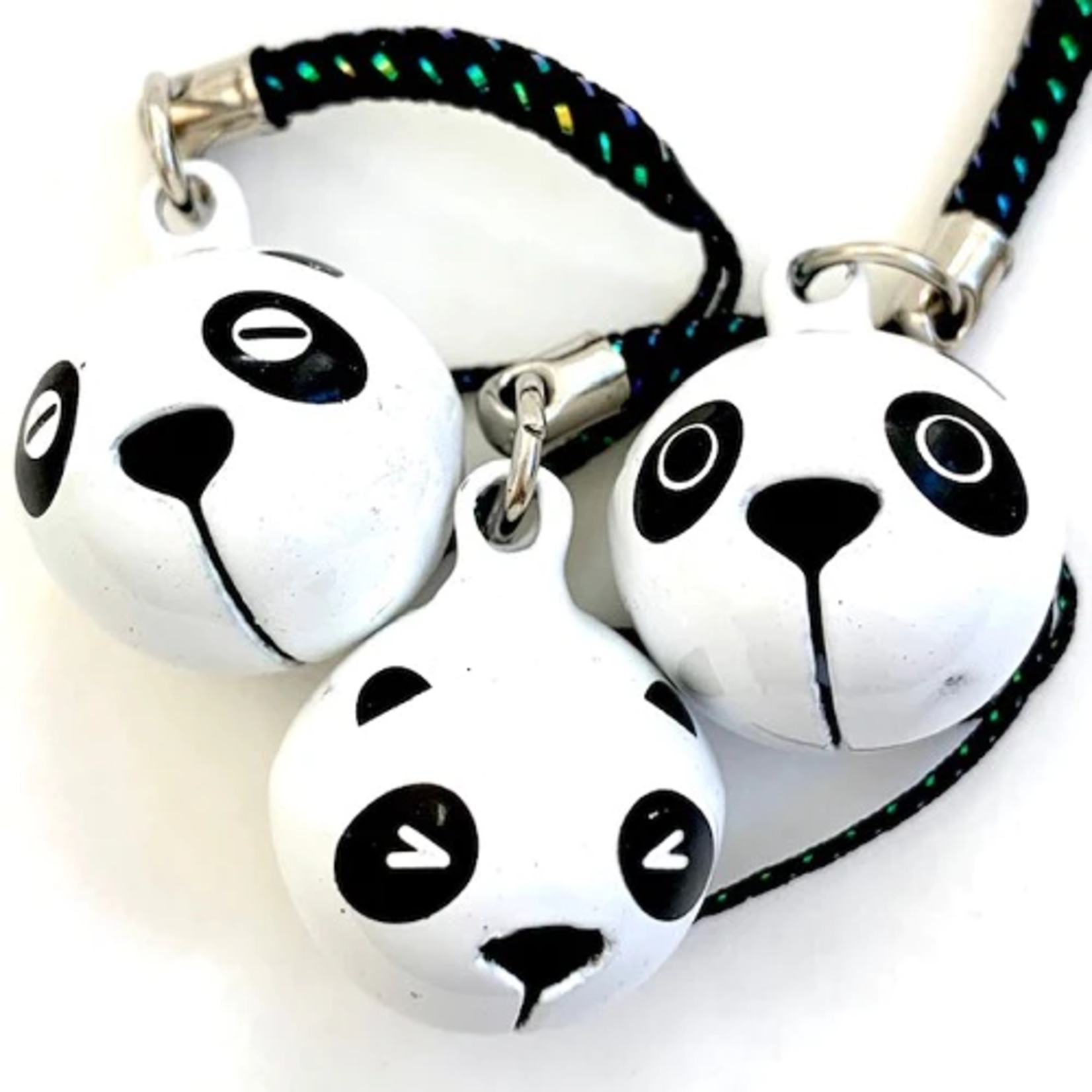 Brass Bell Charm w/strap - Panda Face LG - 70677