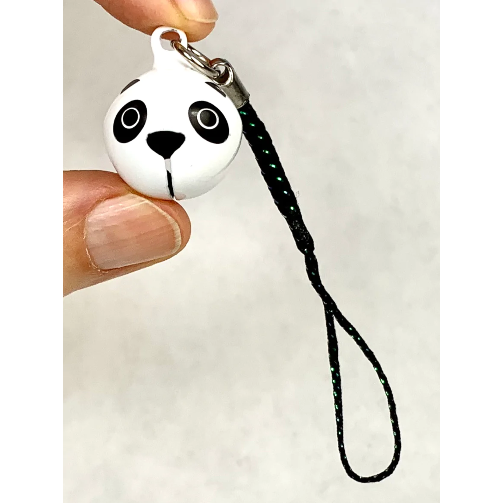 Brass Bell Charm w/strap - Panda Face LG - 70677