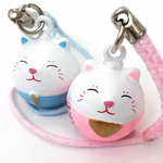 Brass Bell Charm w/strap- Welcome Cat - 70543