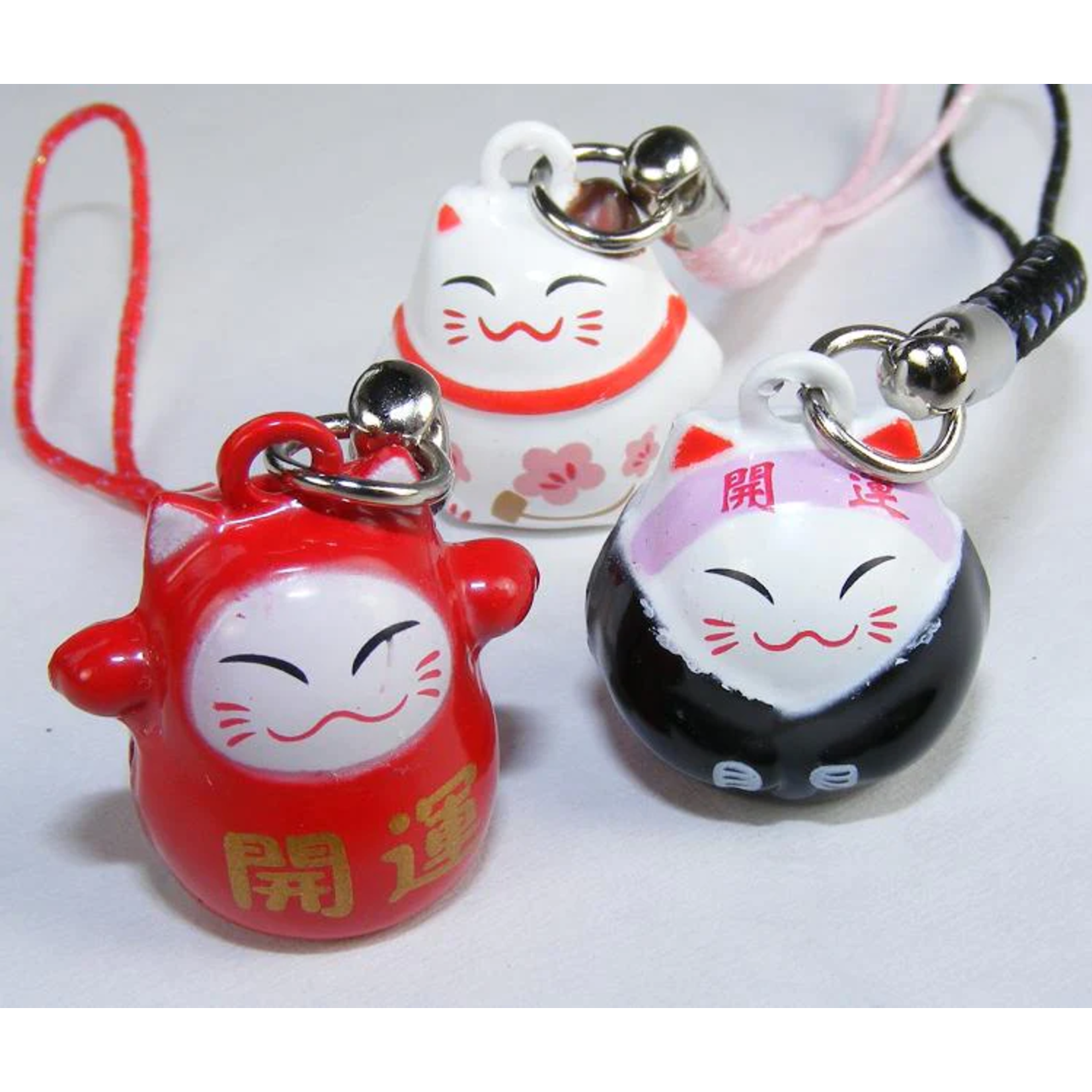 Brass Bell Charm w/strap - Maneki Cat - 70614