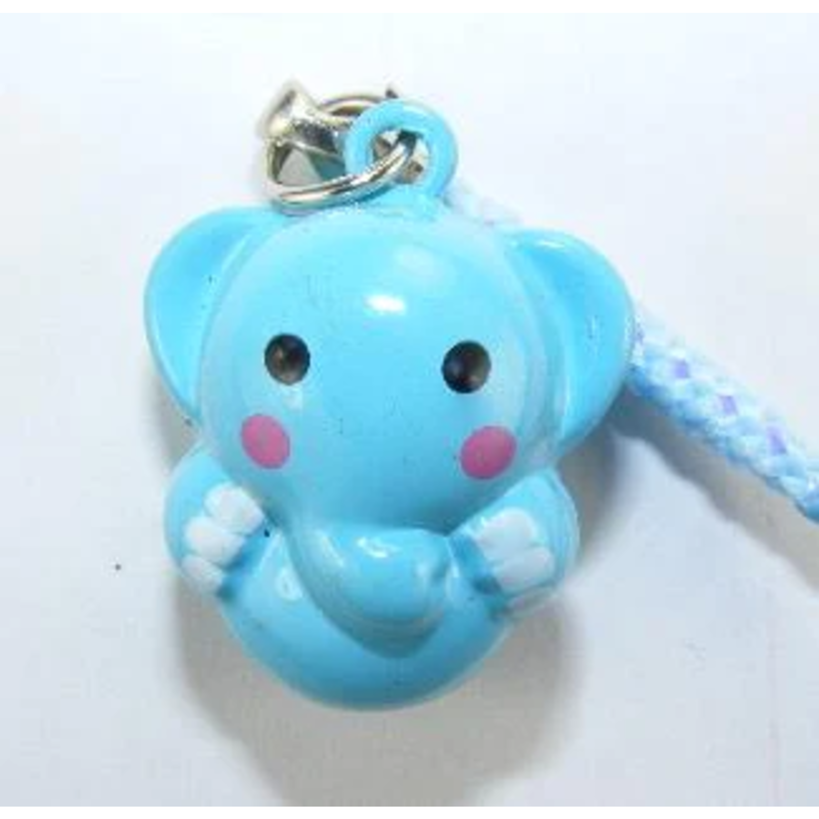 Brass Bell Charm w/strap - Blue Elephant - 70559