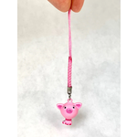 Brass Bell Charm w/strap - Pink Piggy - 70639