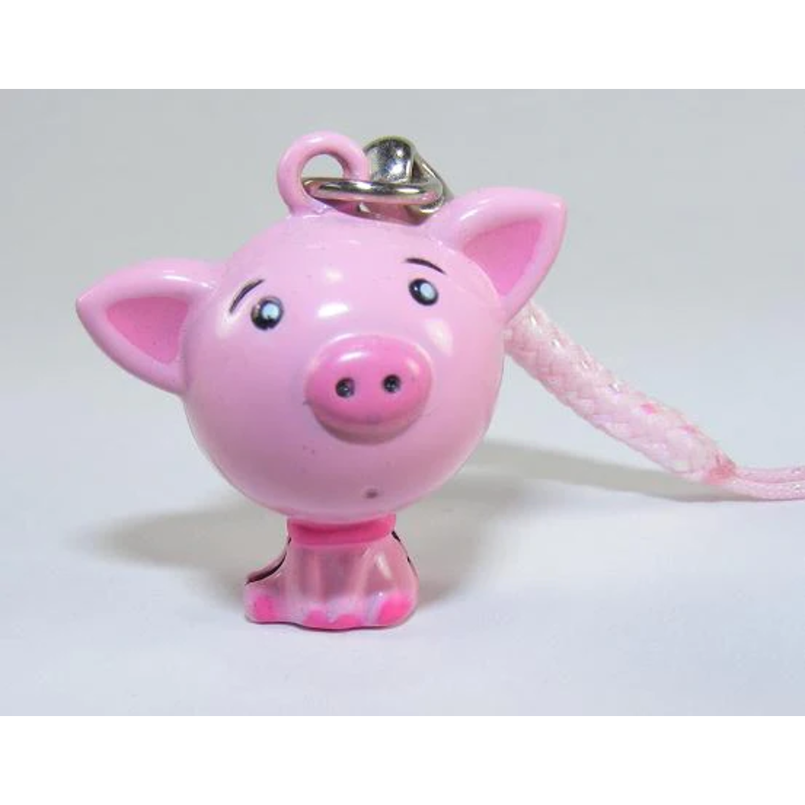 Brass Bell Charm w/strap - Pink Piggy - 70639