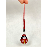 Brass Bell Charm w/strap - Red Kokeshi - 70672