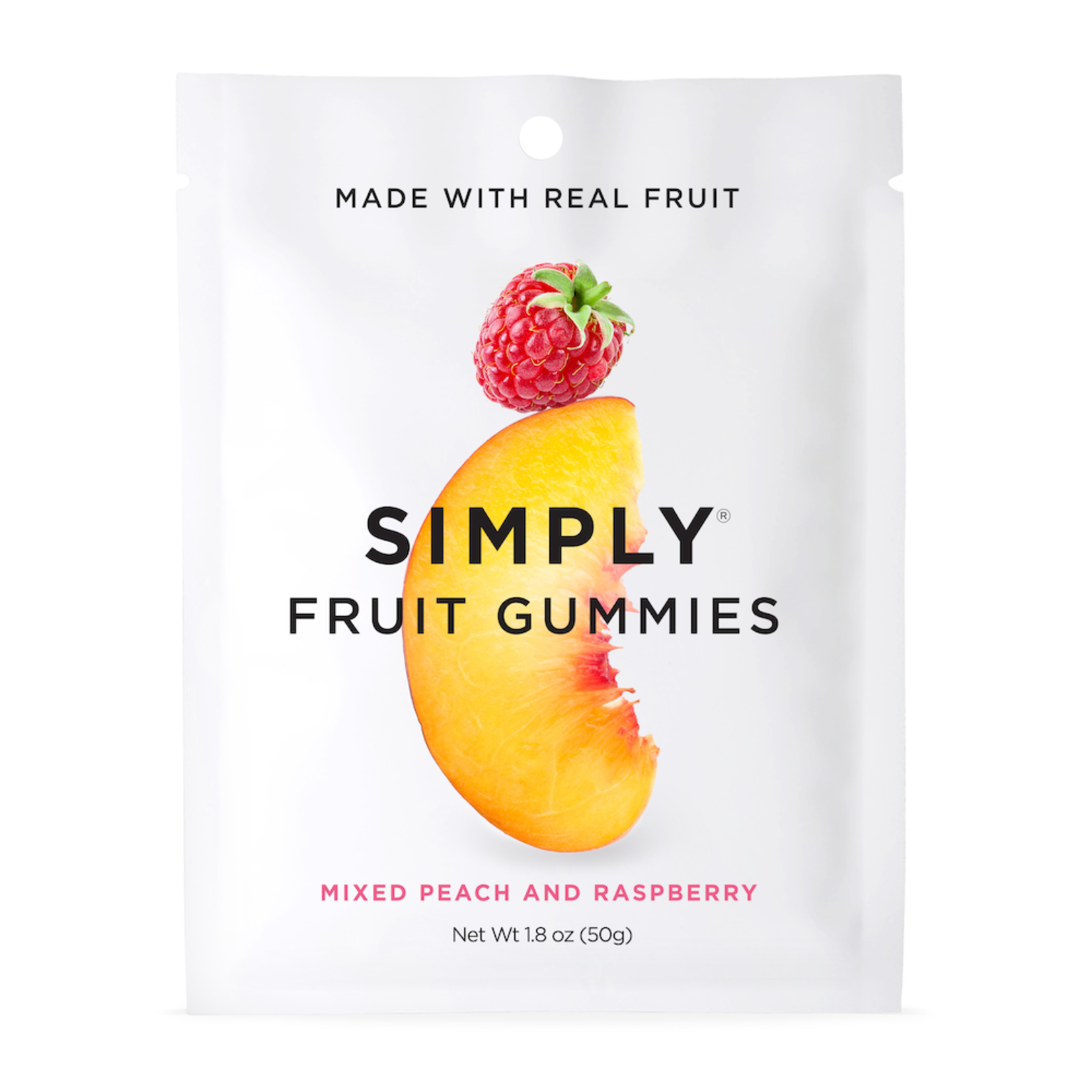 Simply - Fruit Gummies - Peach Raspberry 1.8 oz bag