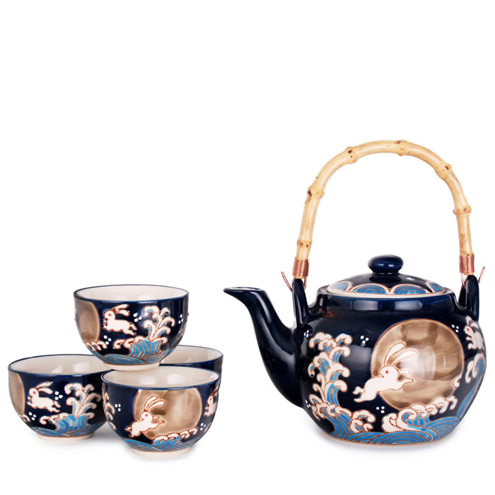 Tea Set 1:4 Pot w/4 cups Moon Rabbit - SFT5-3355