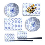 Sushi for Two -  Blue Link Pattern 8pc Set - SU1-AM