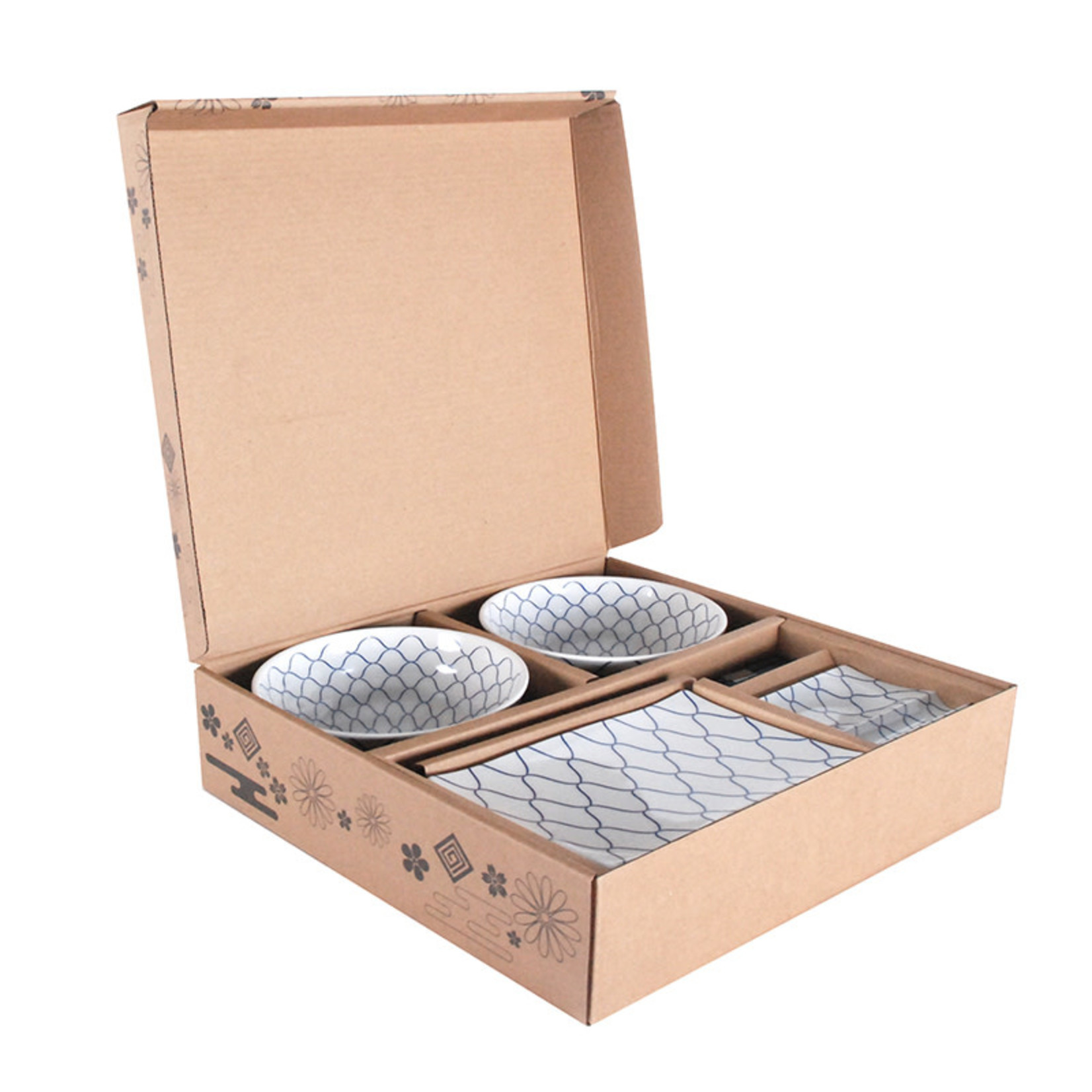 Sushi for Two -  Blue Link Pattern 8pc Set - SU1-AM