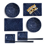 Sushi for Two -  Dark Blue Swirl Pattern 8pc Set - SU1-UZ