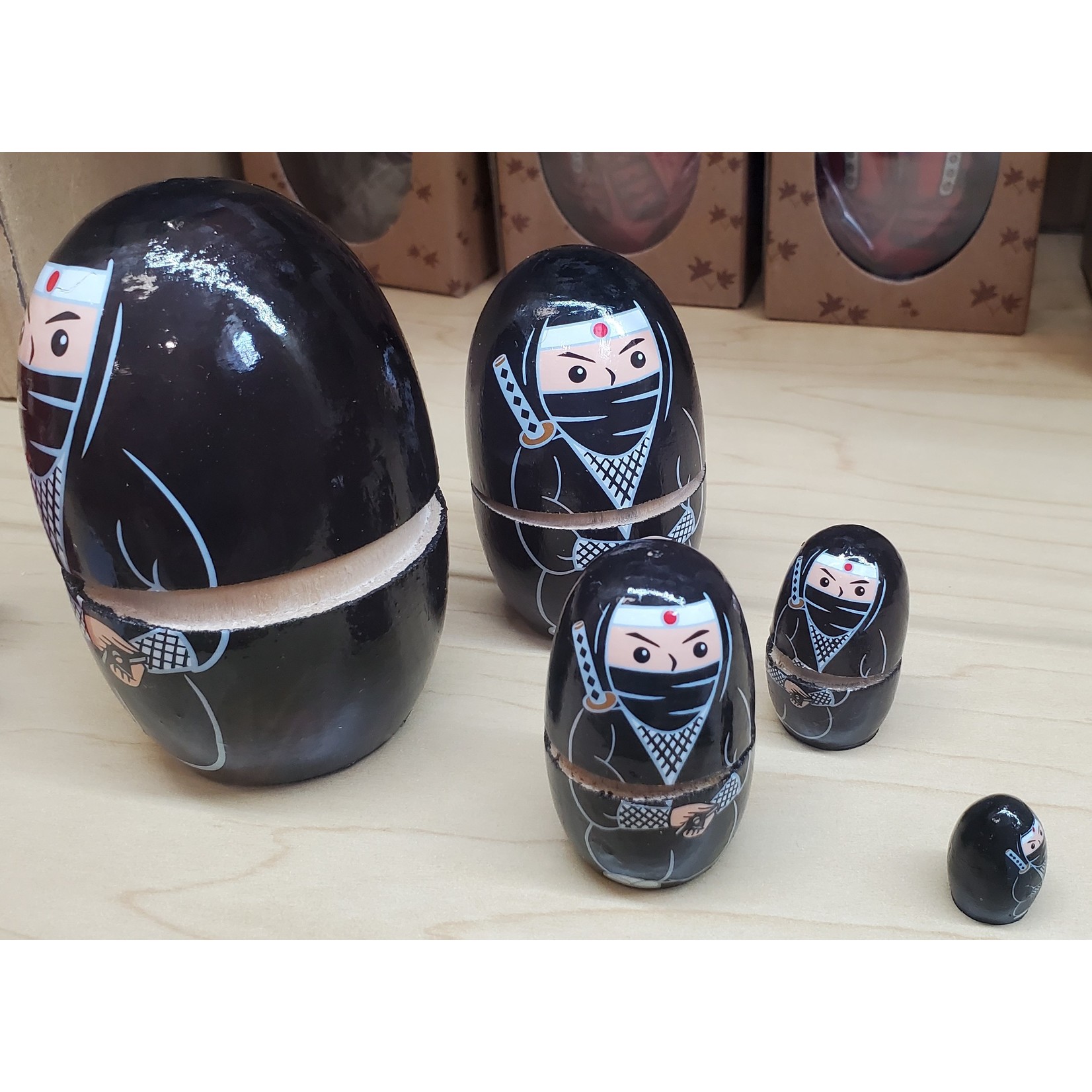 Wooden Matryoshka Doll - Black Ninja - MD7-N