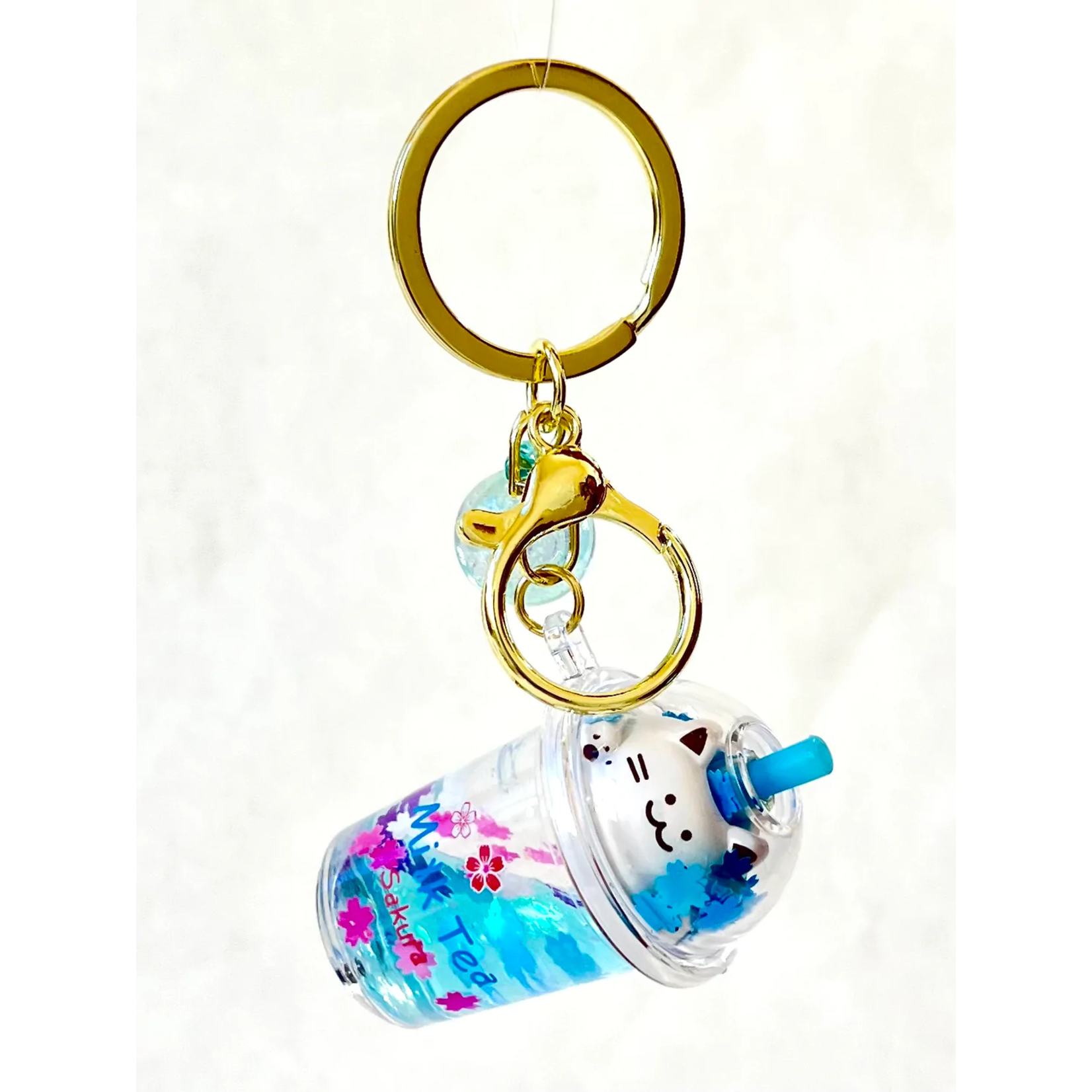 Kitty Boba Milk Floaty Charm Keyring - 12078