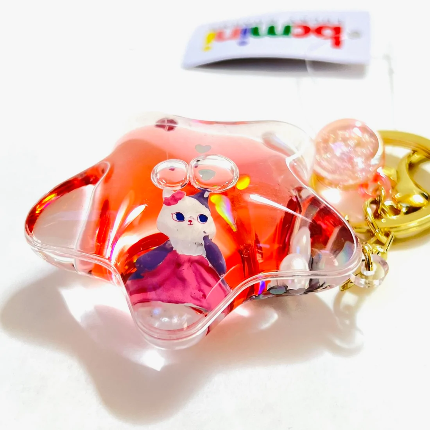 Cat Girl in Dress Star Floaty Charm Keyring - 12081