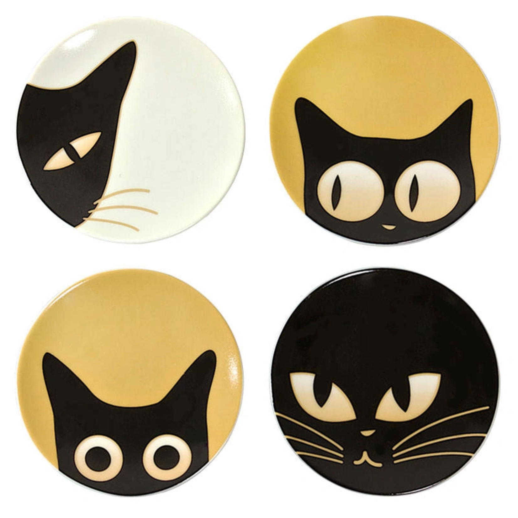 Jewel Japan Plate - Set of 4 Cat Eyes 3.5" Mini Plates - C2400