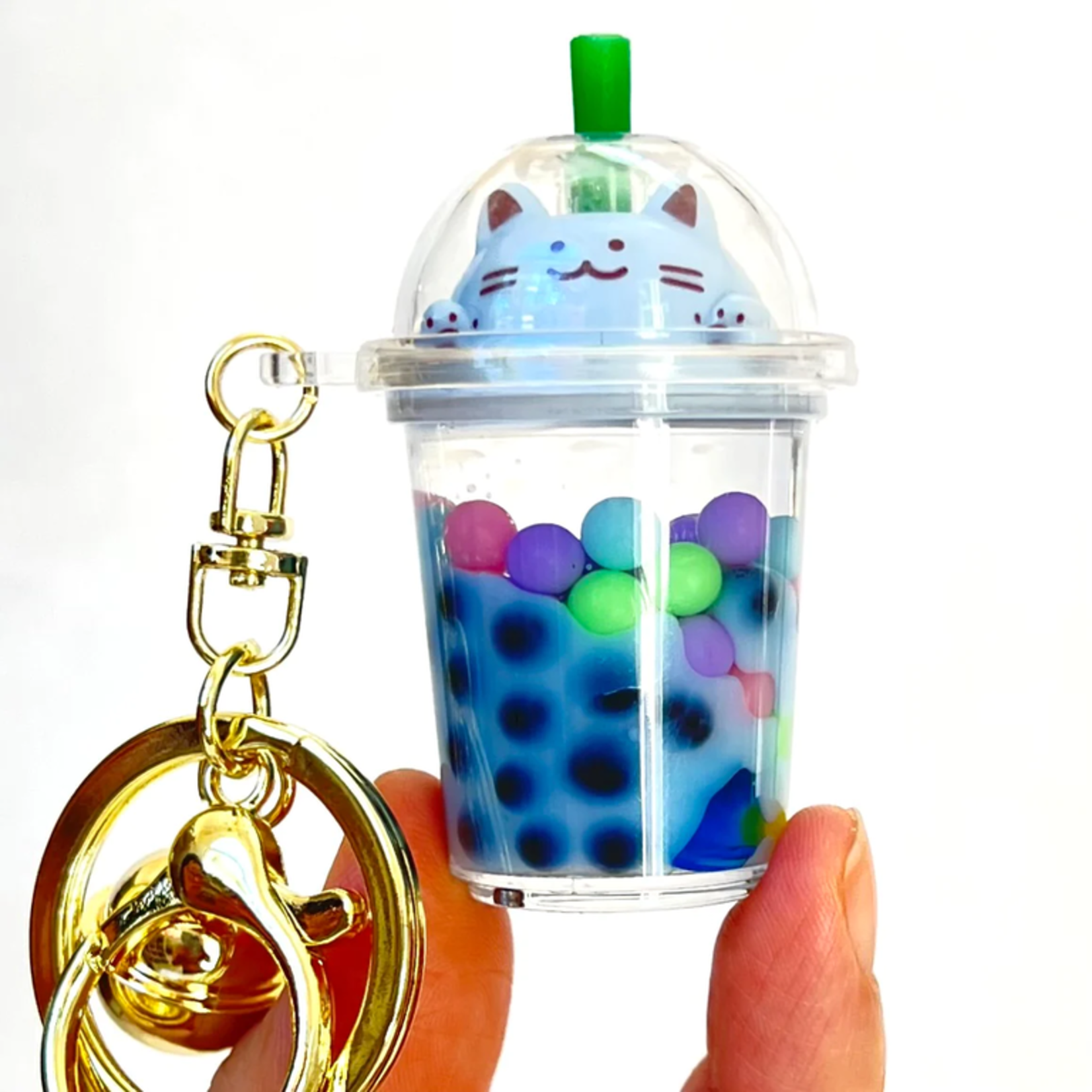 BCMINI Pastel Kitty Boba Milk Floaty Charm Keyring - 12094