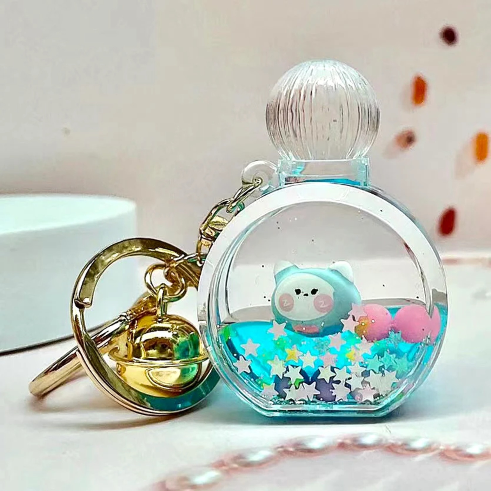 BCMINI Kitty Perfume Bottle Floaty Charm Keyring - 12114