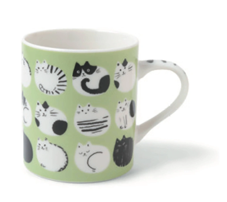 Mug - Cozy Cats 8 oz. - Green C5180B - Matcha Time Gift Shop