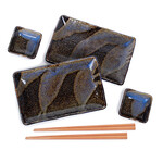 Sushi for Two - Speckled Black Stone Pattern 6pc Set ORS6-A