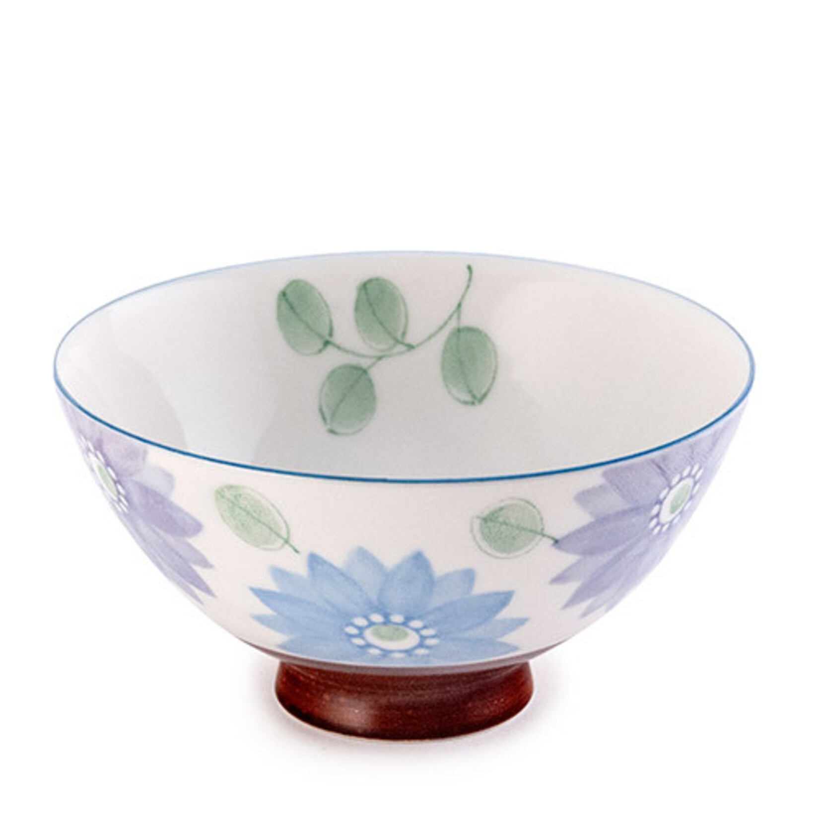 Bowl -  Blue & Lavender Flowers Rice Bowl - HD54-HB
