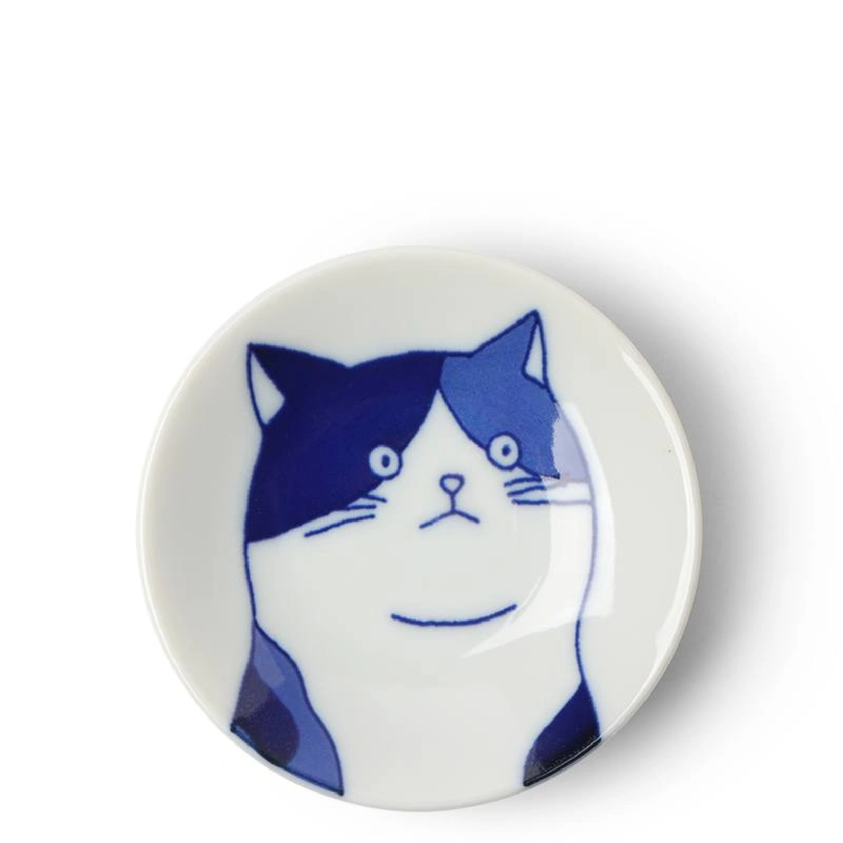 Shichita Plate - 3" Cat Face Blue/White Mike - 160-064