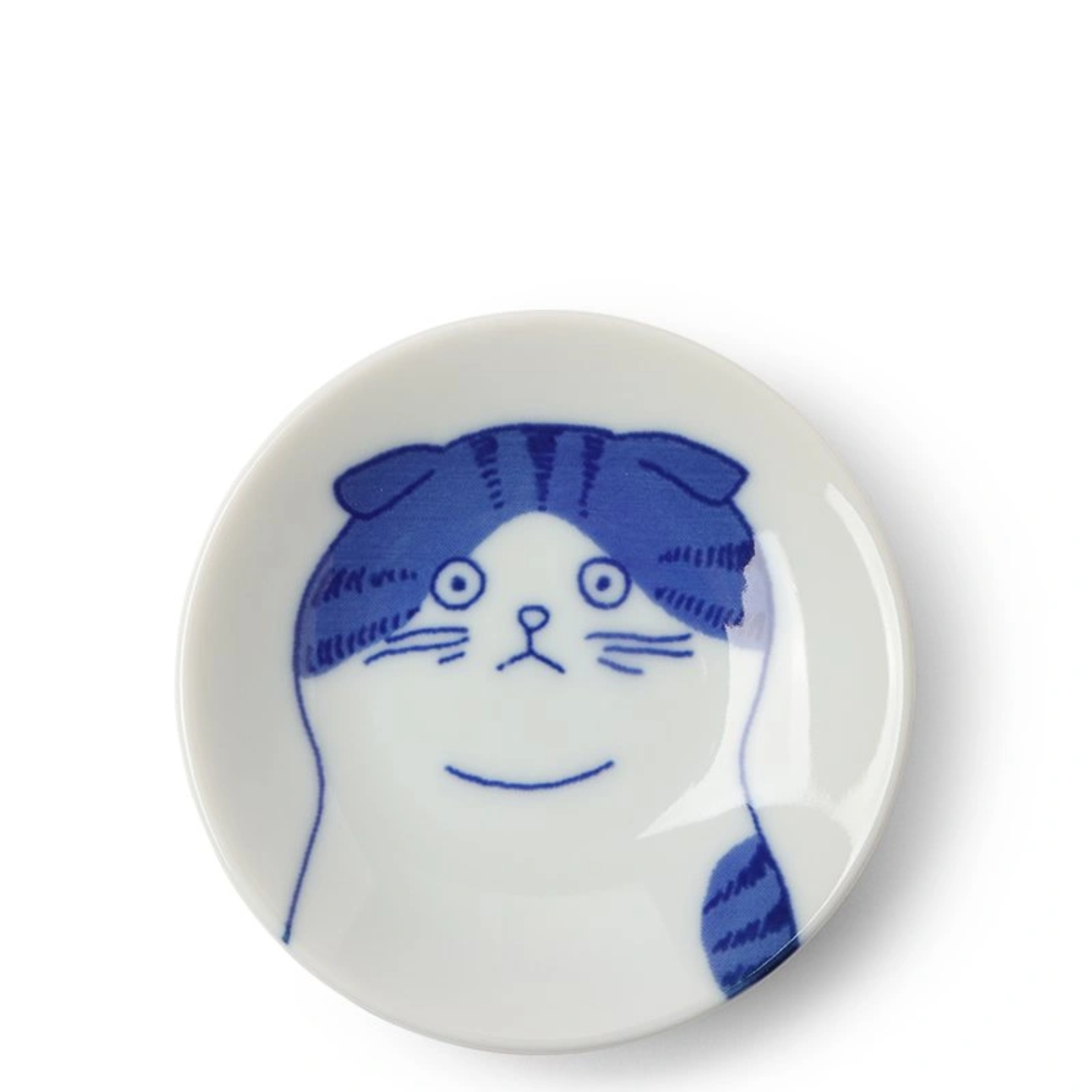 Shichita Plate - 3" Cat Face Blue/White Scott - 160-065