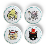 Jewel Japan Plate - Set of 4 Cats in Hats - C4704