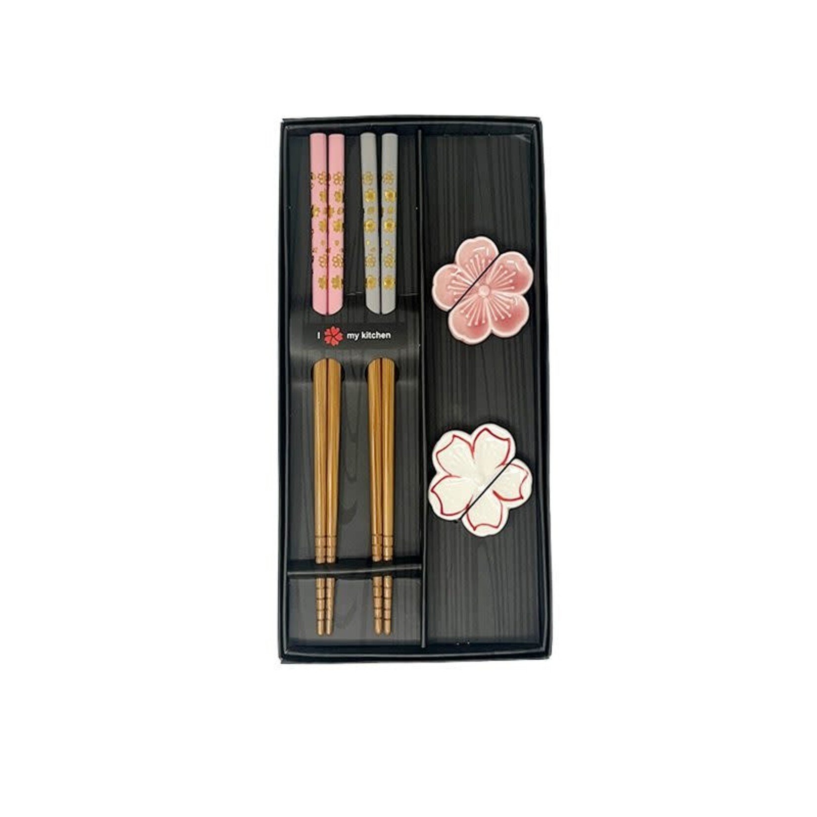 Chopsticks / Rest Boxed Set - Sakura  Pink/Gray - 034034