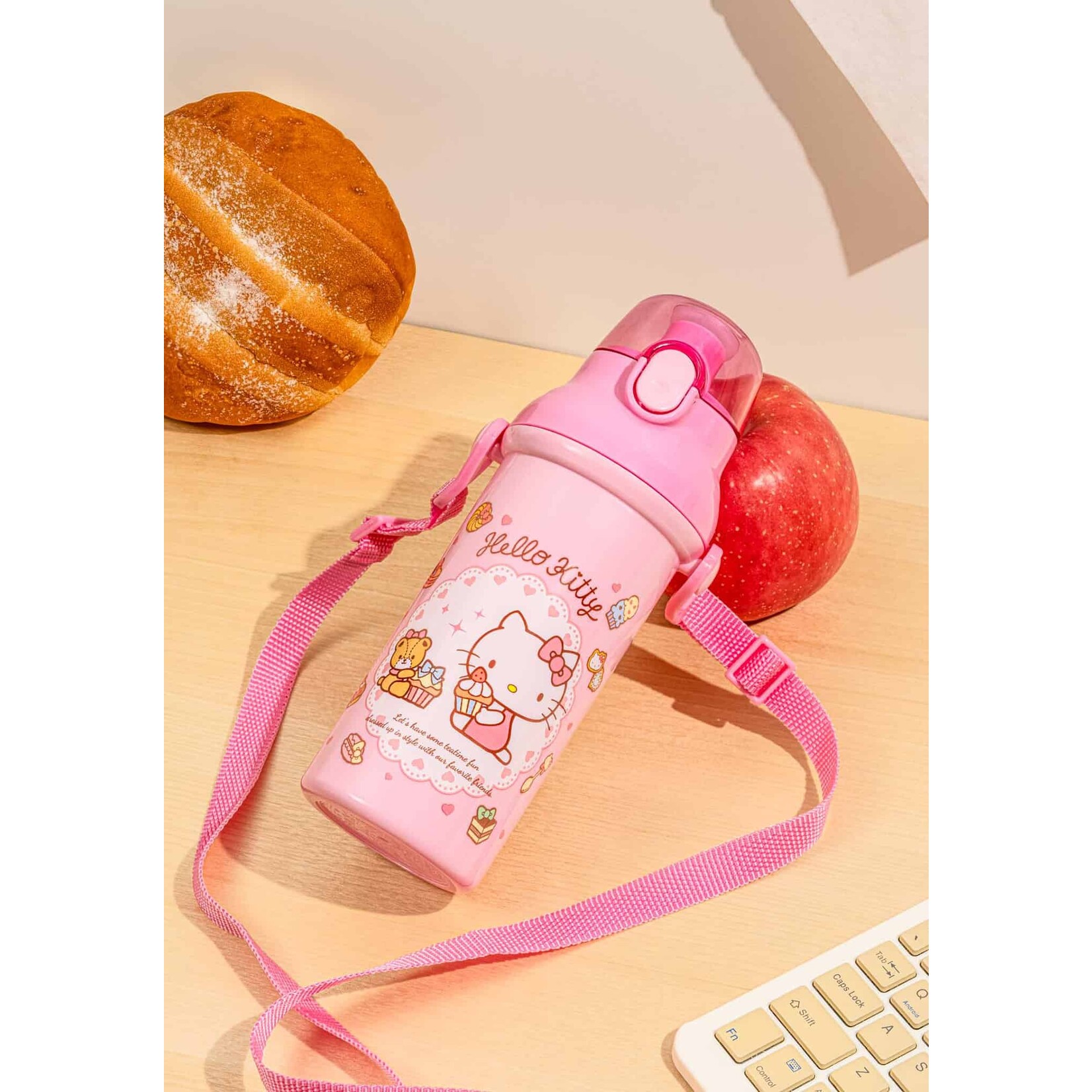 Skater Hello Kitty (Sweets) Water Bottle w/Strap 16.23oz 480ml - SK-SR-8230