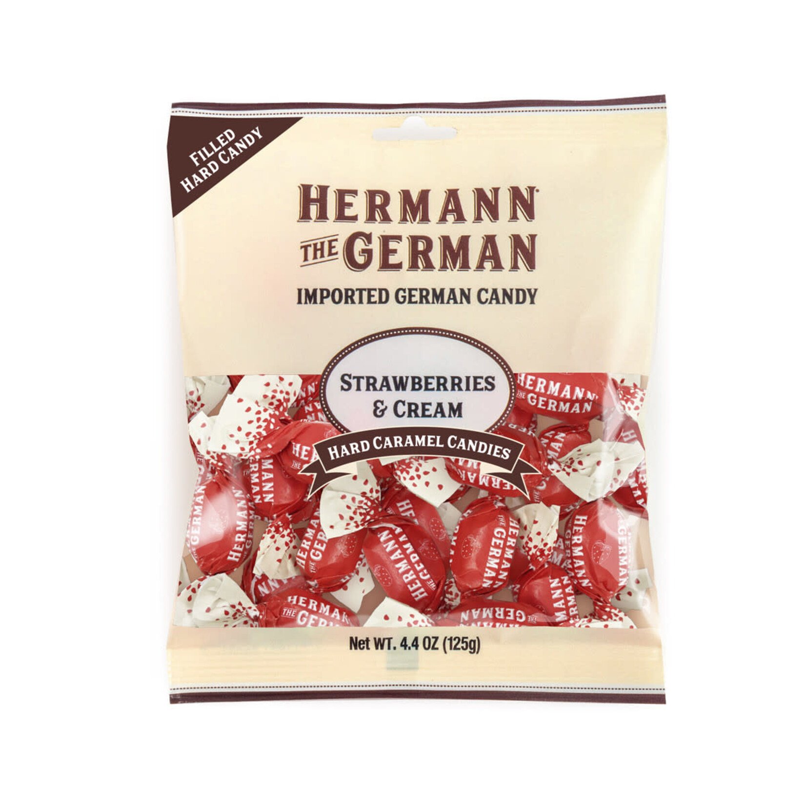 Hermann the German Hermann the German Strawberries & Cream Hard Caramel Filled Wrapped Candy