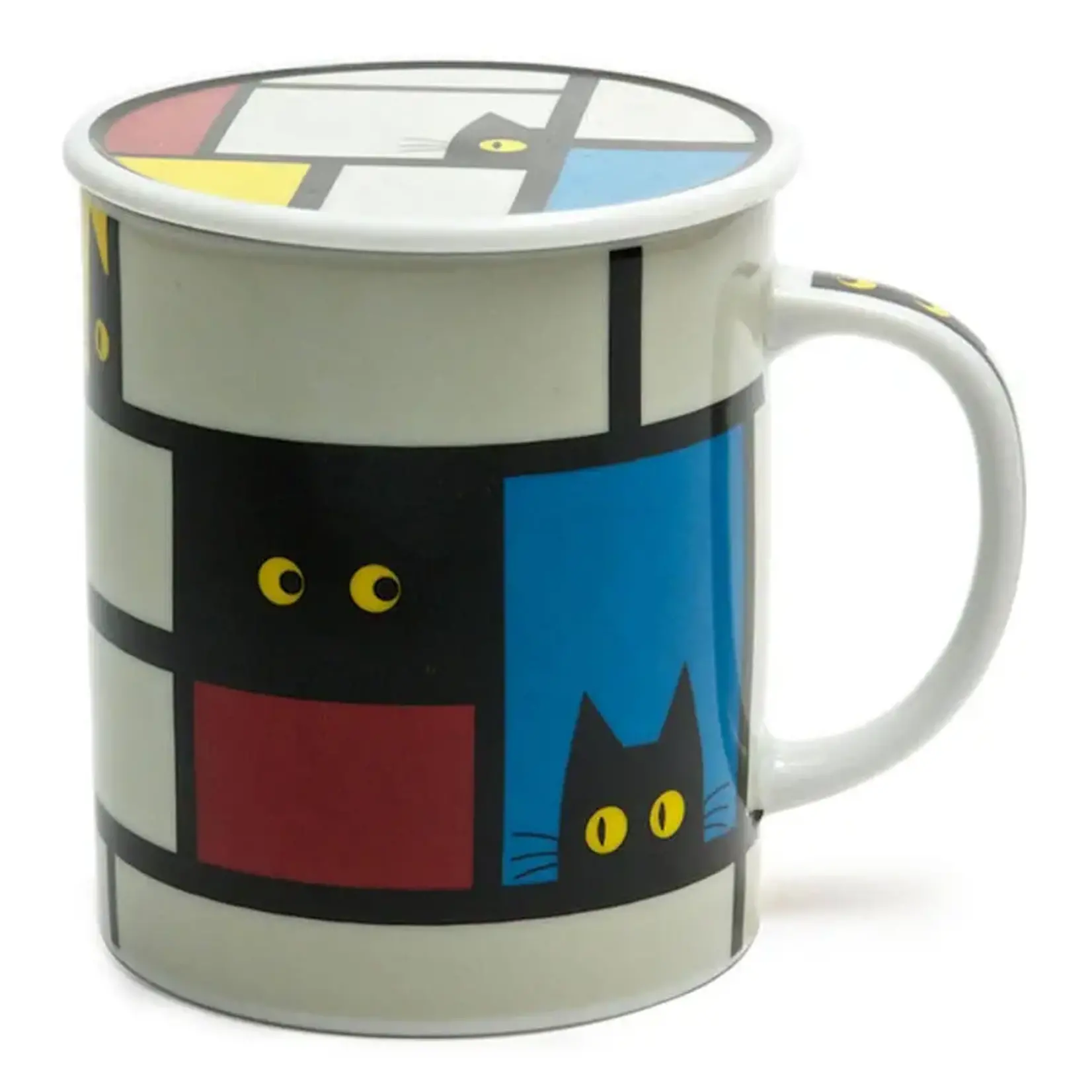 Jewel Japan Cubist Cat Lidded Mug 8oz - Gray - C3683A