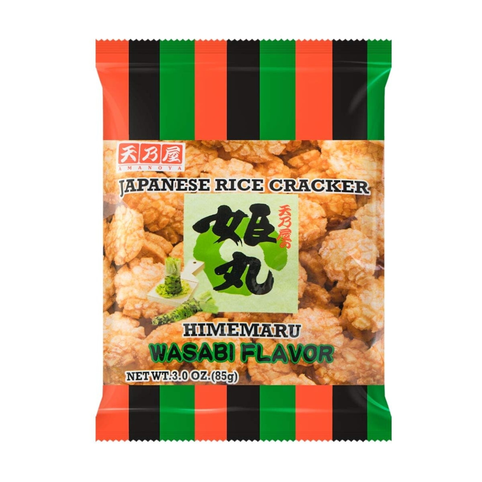 Amanoya Senbei - Japanese Rice Cracker Himemaru - Wasabi 3 oz