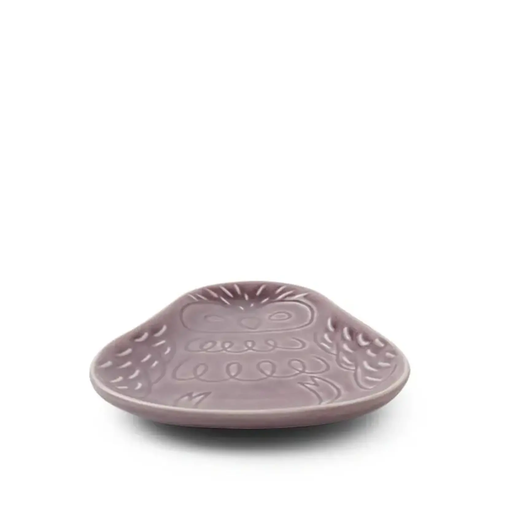 Plate - Sauce Dish - Amethyst Owl  4.5" x 4" x 0.5" - 160-184
