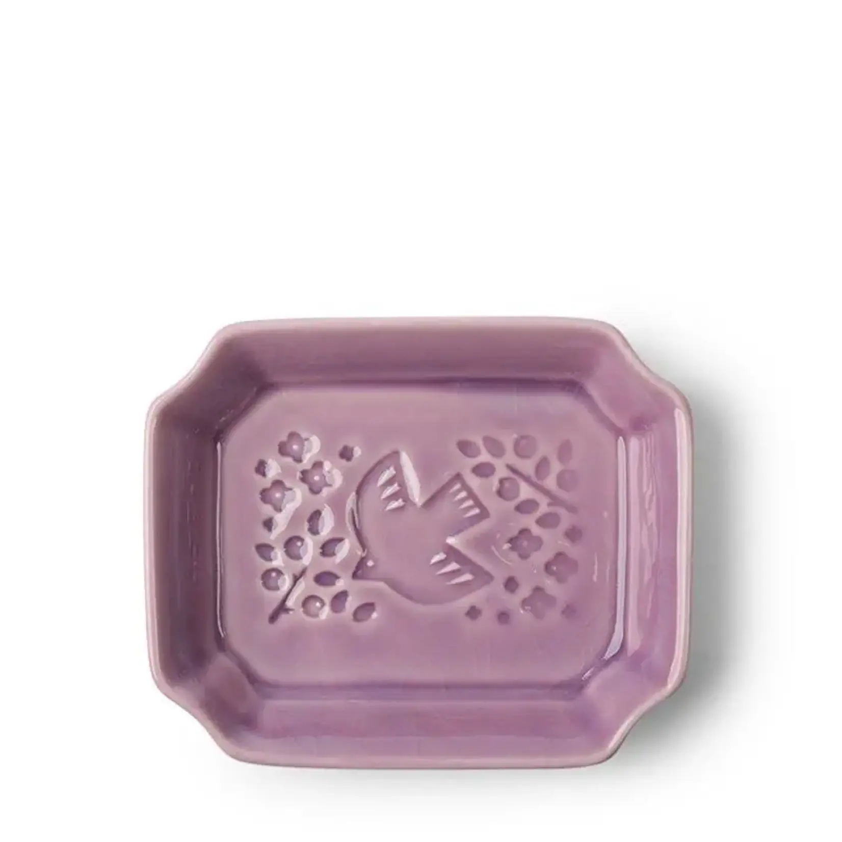 Plate - Sauce Dish - Lavender Bird  4" x 3.25" x 1" - 160-125